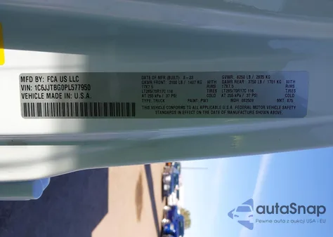 2023 Jeep Gladiator Rubicon 4X4 z USA, uszkodzony, nr VIN 1C6JJTBG0PL577950